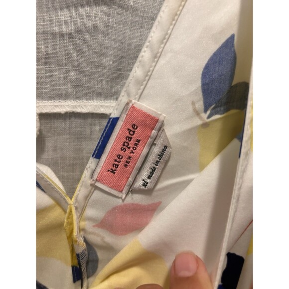 Kate Spade Lemon Zest Ruffle Sleeveless Blouse Women’s Size XL Preppy Designer - Picture 2 of 5